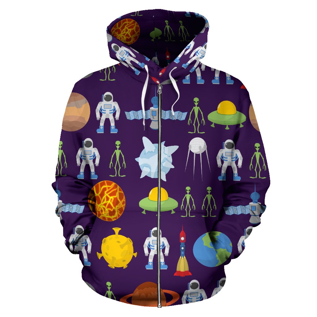 Alien Astronaut Planet Zip Up Hoodie