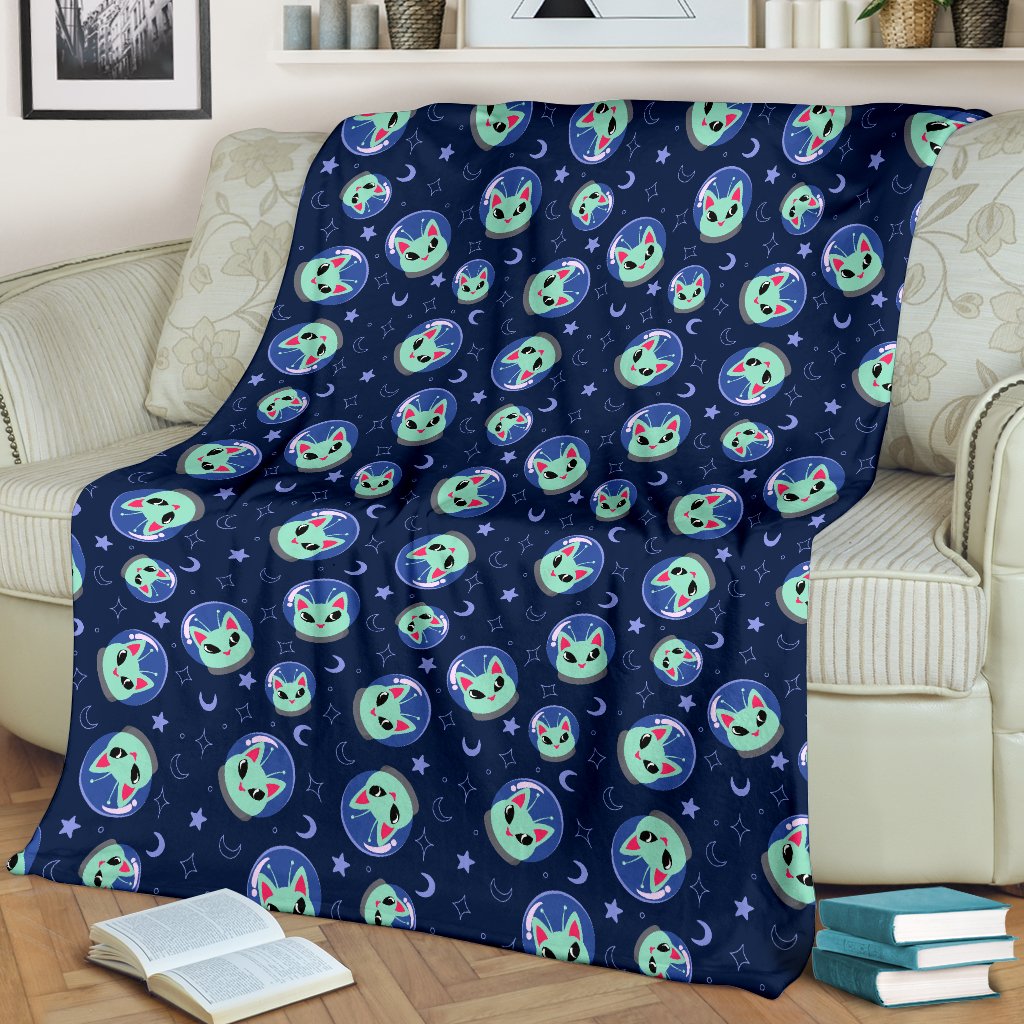 Alien Cat Fleece Blanket