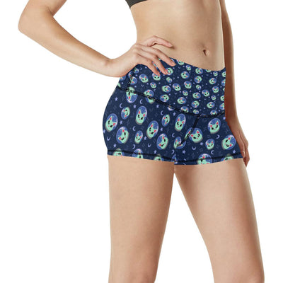 Alien Cat High Waisted Spandex Shorts-JTAMIGO.COM