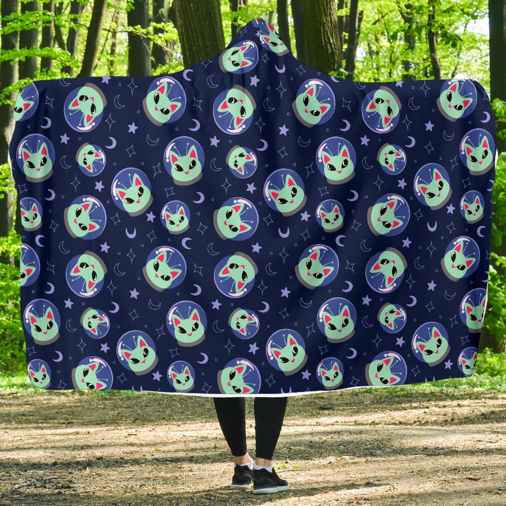Alien Cat Hooded Blanket-JTAMIGO.COM