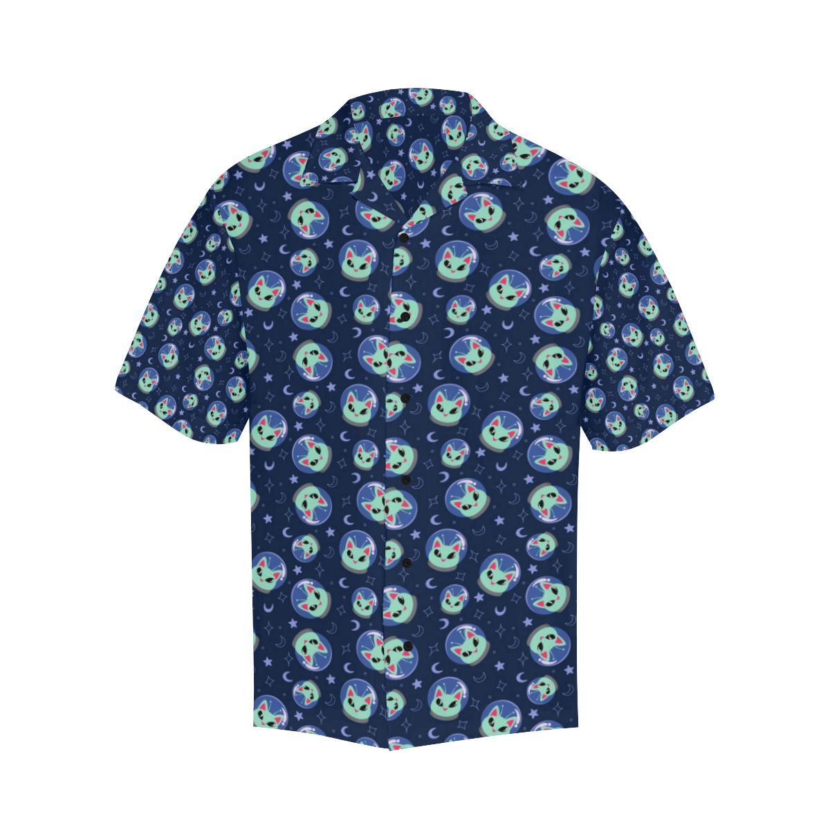 Alien Cat Men Aloha Hawaiian Shirt