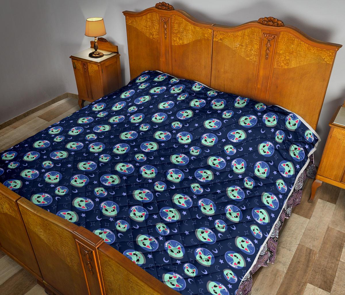 Alien Cat Premium Quilt-JTAMIGO.COM