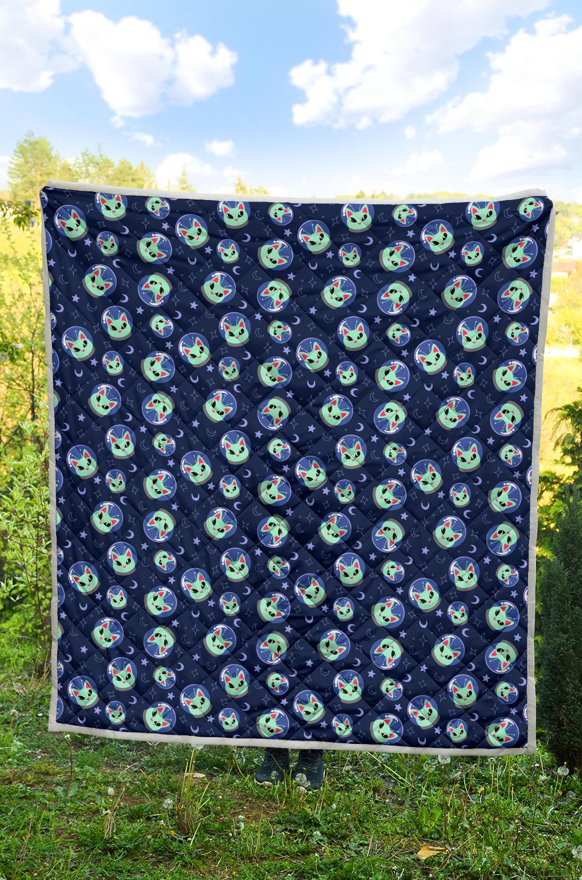 Alien Cat Premium Quilt-JTAMIGO.COM