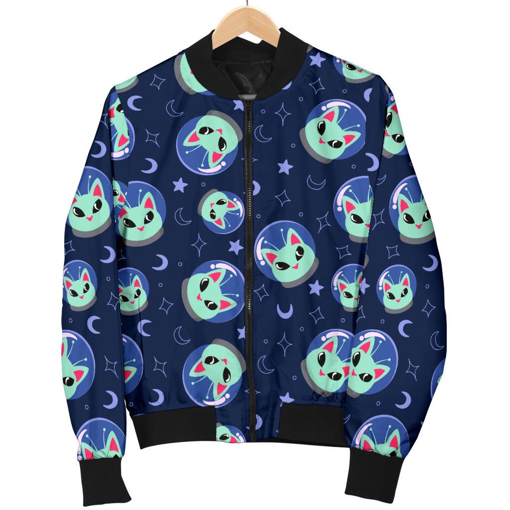 Alien Cat Women Casual Bomber Jacket