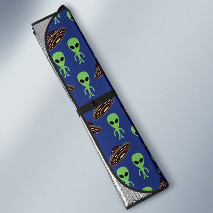 Alien Green UFO Pattern Car Sun Shade For Windshield