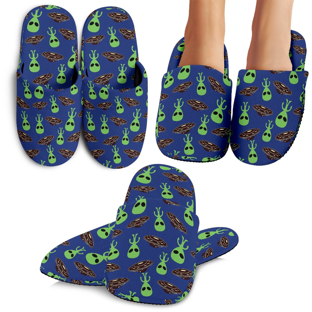 Alien Green UFO Pattern House Slippers