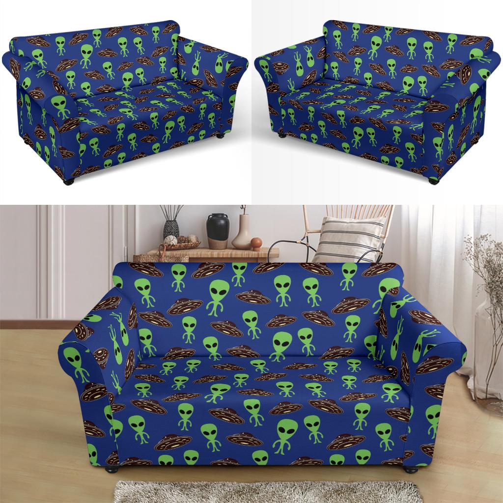 Alien Green UFO Pattern Loveseat Slipcover-JTAMIGO.COM
