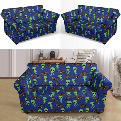Alien Green UFO Pattern Loveseat Slipcover-JTAMIGO.COM