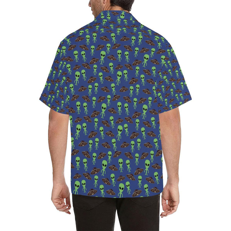 Alien Green UFO Pattern Men Aloha Hawaiian Shirt