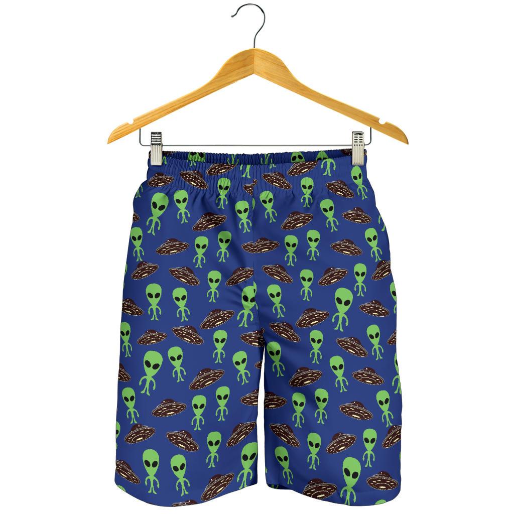 Alien Green UFO Pattern Mens Shorts-JTAMIGO.COM