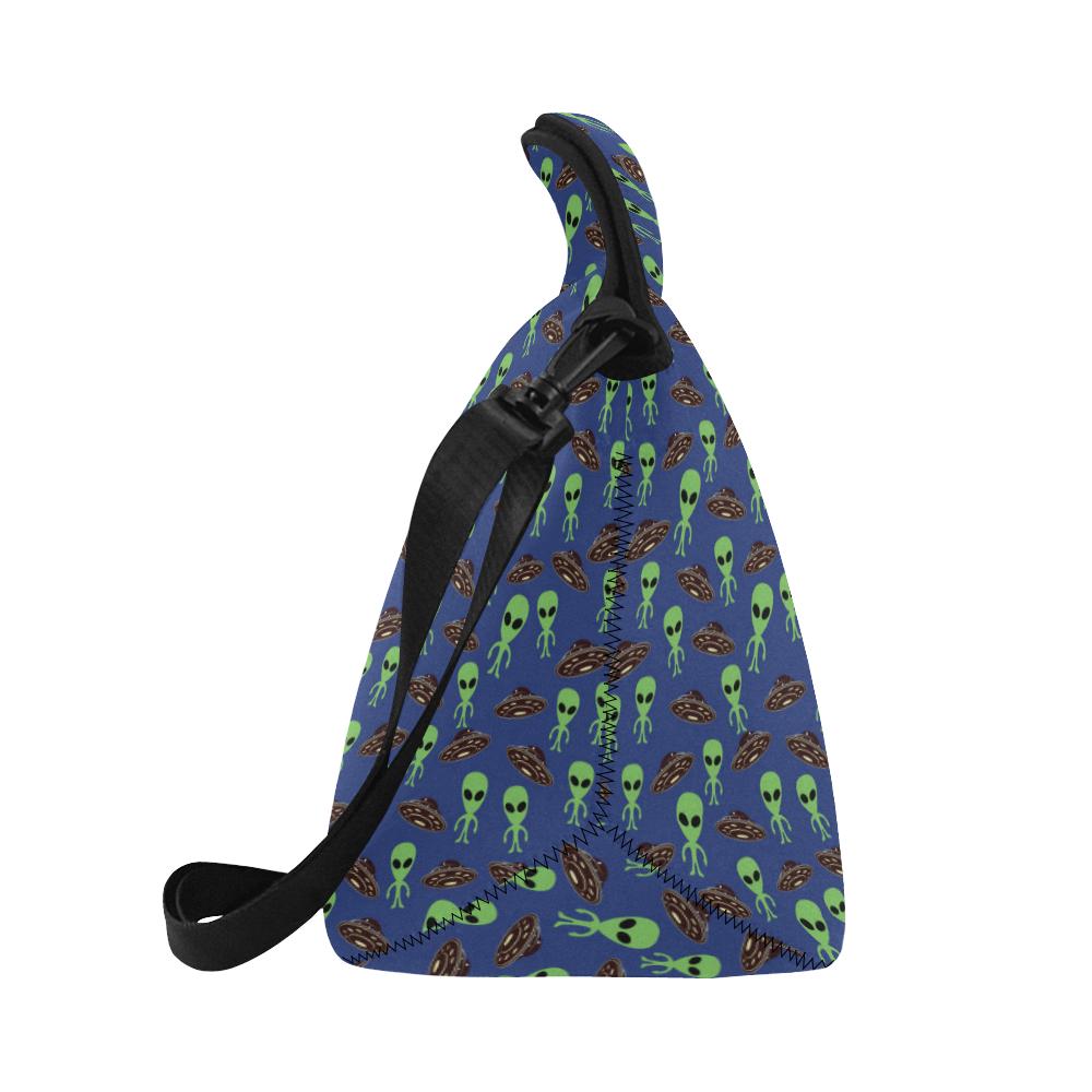 Alien Green UFO Pattern Neoprene Lunch Bag (Model 1669)(Large)-JTAMIGO.COM