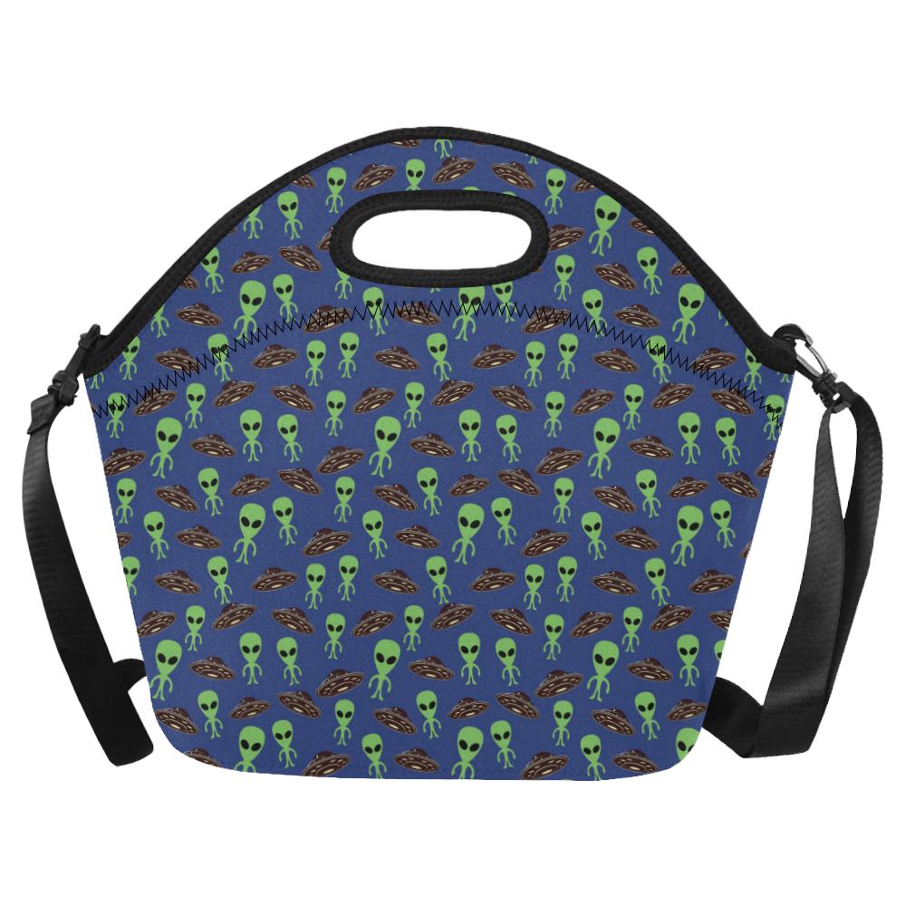 Alien Green UFO Pattern Neoprene Lunch Bag (Model 1669)(Large)-JTAMIGO.COM