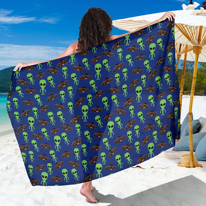 Alien Green UFO Pattern Sarong Pareo Wrap