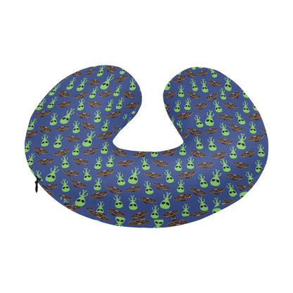 Alien Green UFO Pattern U-Shaped Travel Neck Pillow-JTAMIGO.COM