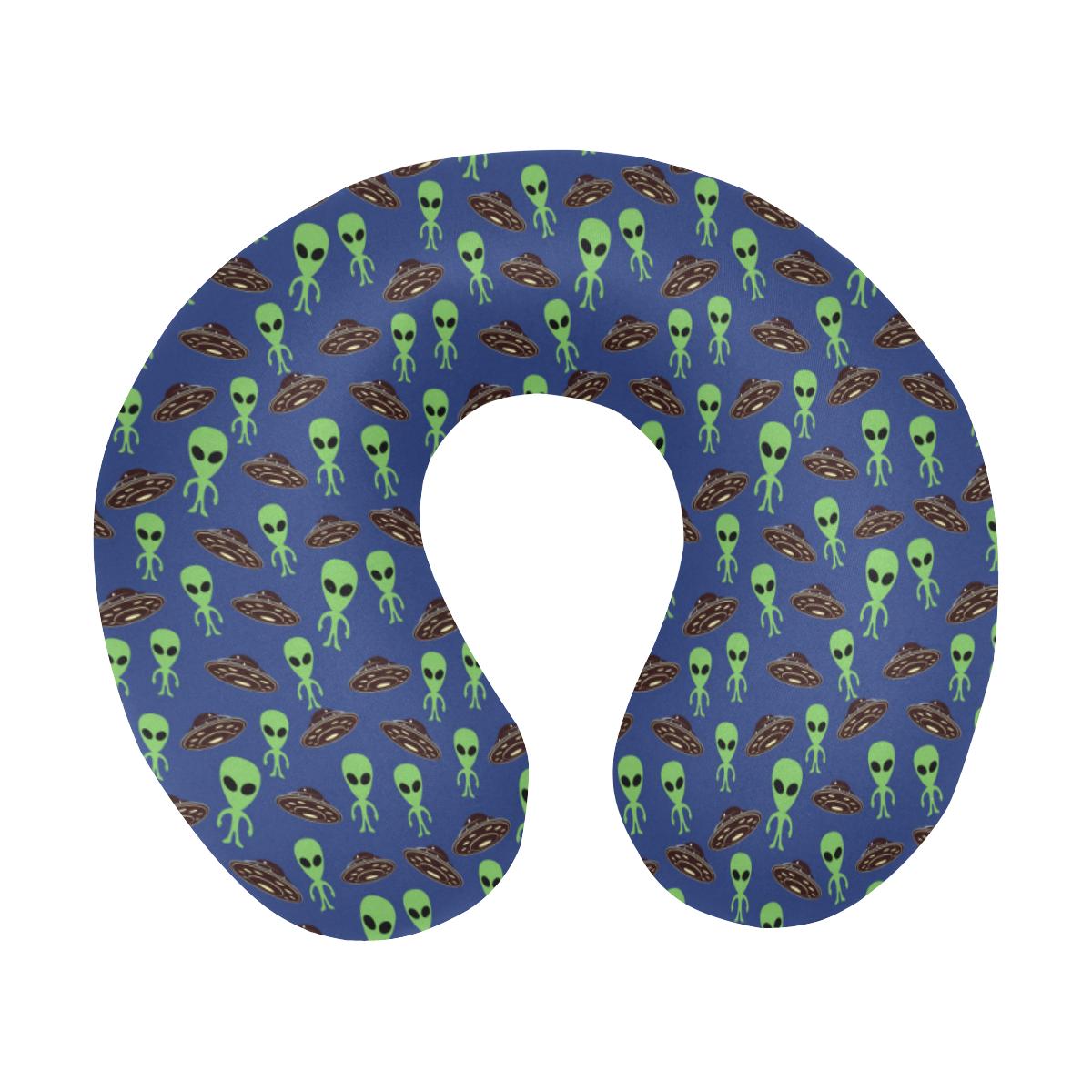 Alien Green UFO Pattern U-Shaped Travel Neck Pillow-JTAMIGO.COM
