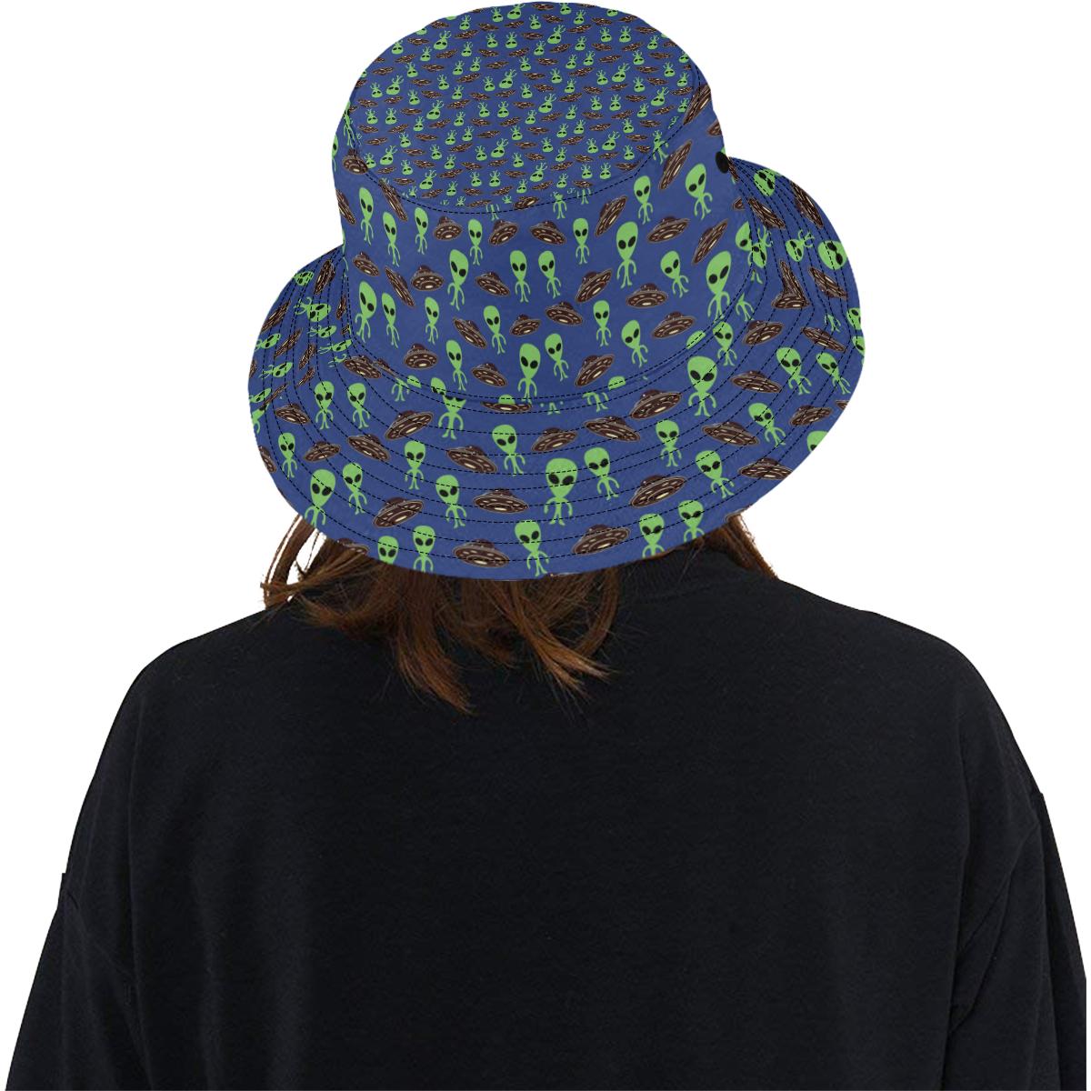Alien Green UFO Pattern Unisex Bucket Hat
