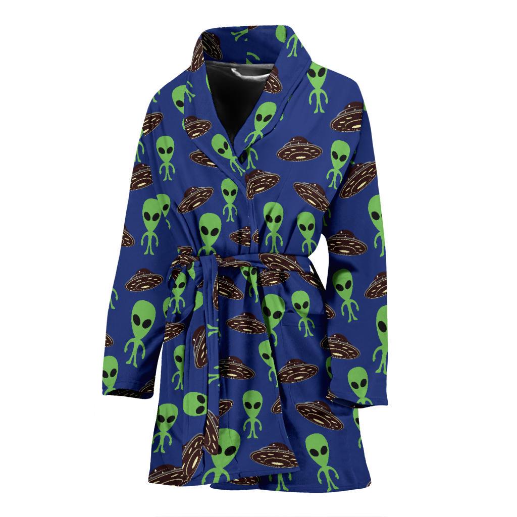 Alien Green UFO Pattern Women Bathrobe - JTAMIGO