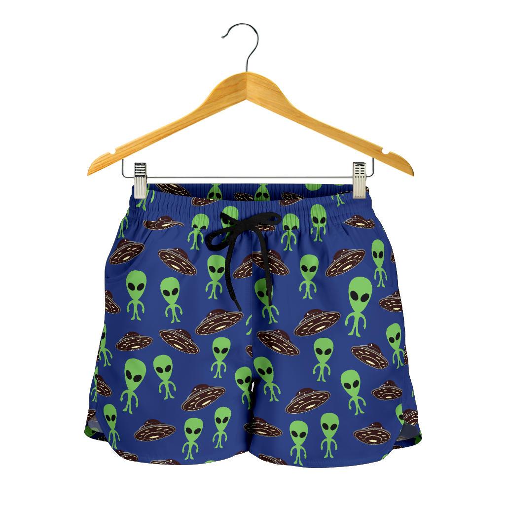 Alien Green UFO Pattern Women Shorts-JTAMIGO.COM