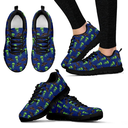 Alien Green UFO Pattern Women Sneakers Shoes