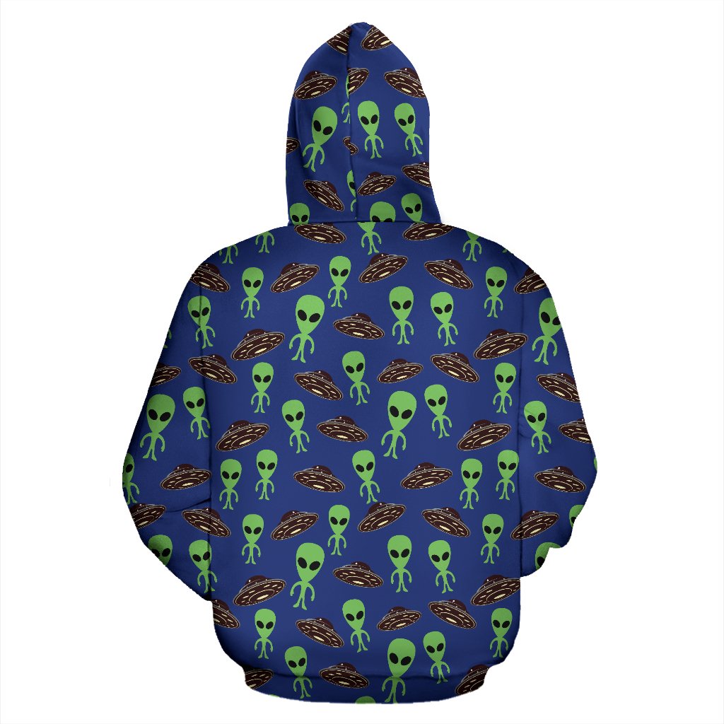 Alien Green UFO Pattern Zip Up Hoodie