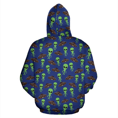 Alien Green UFO Pattern Zip Up Hoodie