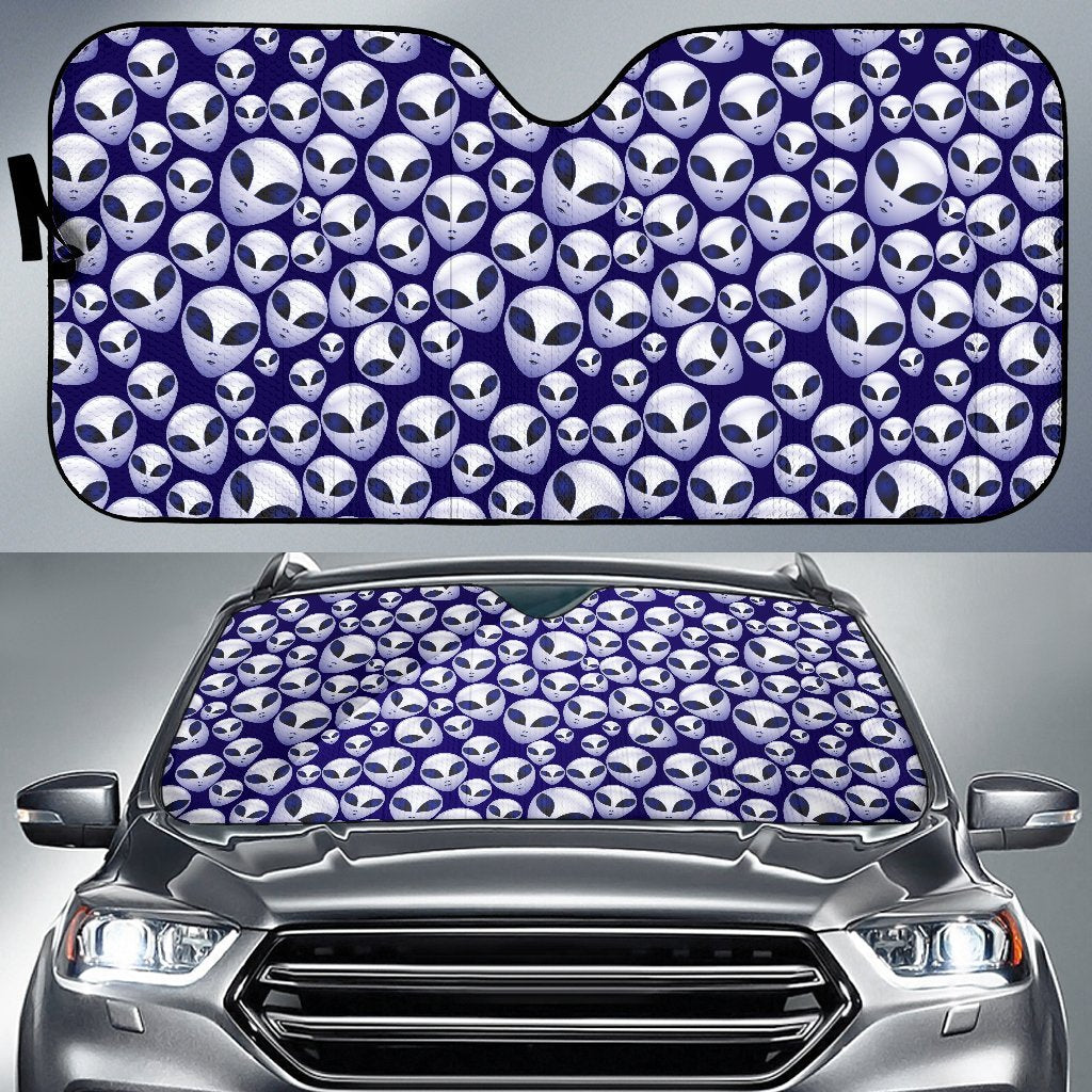 Alien Head Extraterrestrial Car Sun Shade For Windshield