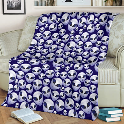 Alien Head Extraterrestrial Fleece Blanket