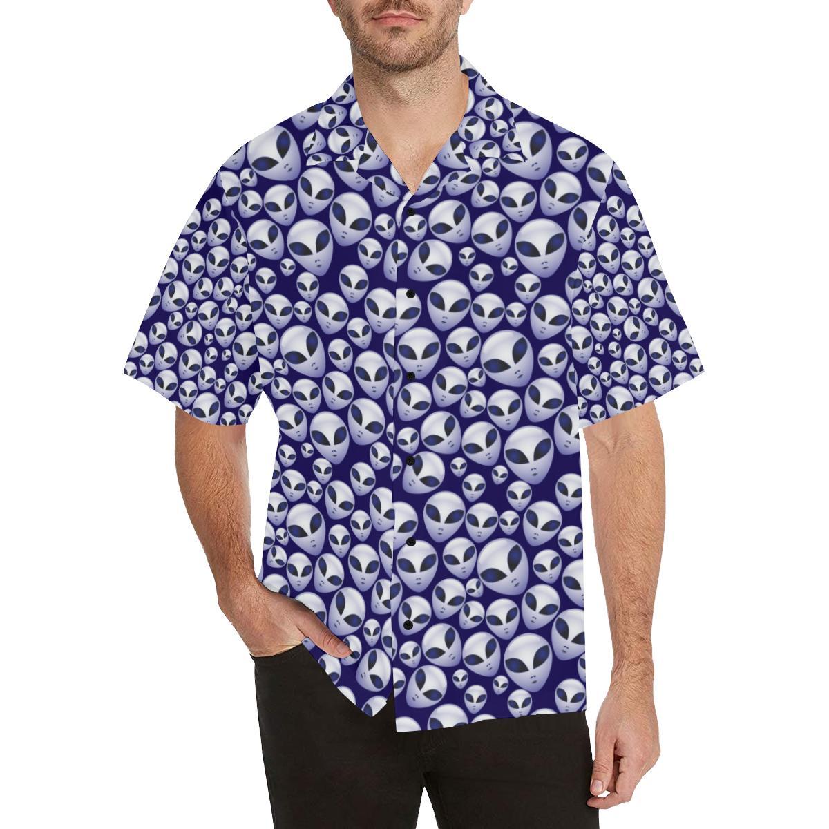 Alien Head Extraterrestrial Men Aloha Hawaiian Shirt