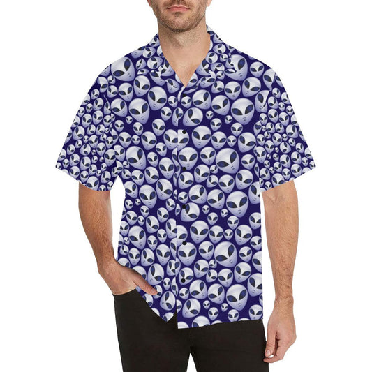 Alien Head Extraterrestrial Men Aloha Hawaiian Shirt