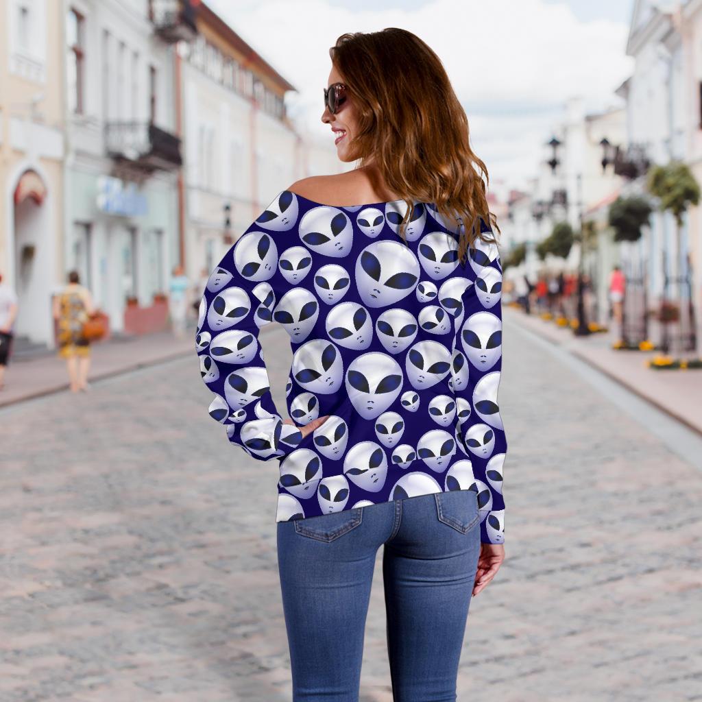 Alien Head Extraterrestrial Off Shoulder Sweatshirt