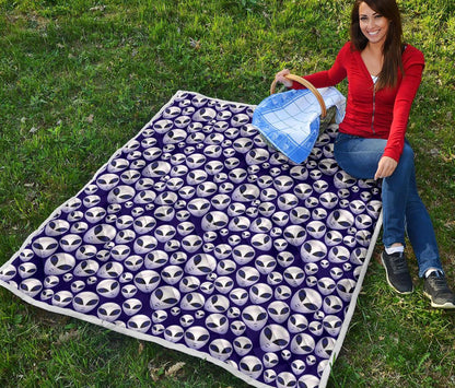 Alien Head Extraterrestrial Premium Quilt-JTAMIGO.COM