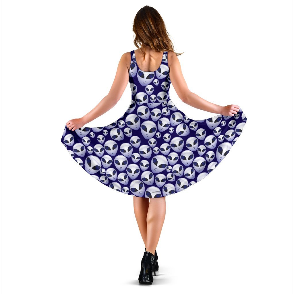 Alien Head Extraterrestrial Sleeveless Dress