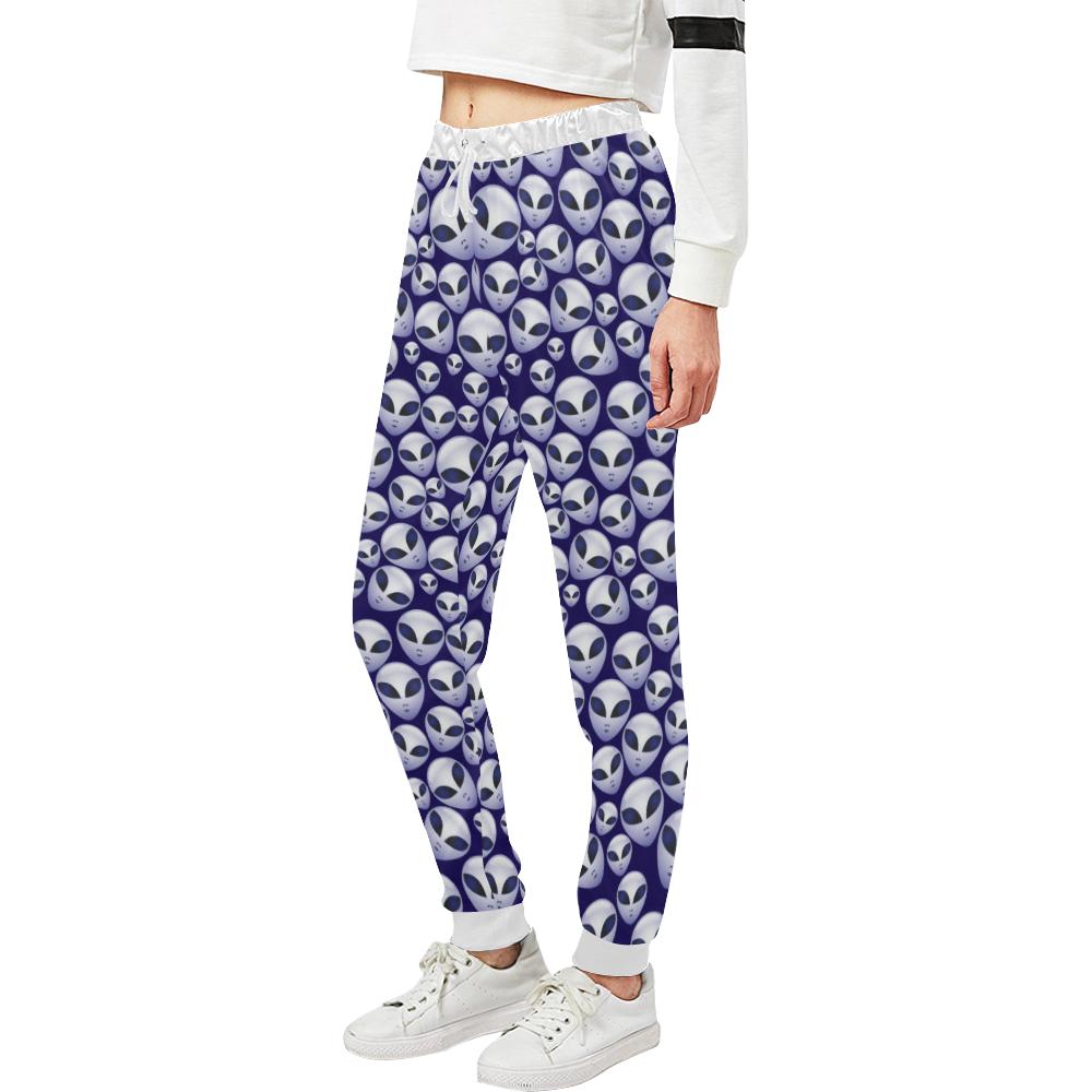 Alien Head Extraterrestrial Unisex Casual Sweatpants (Model L11)-JTAMIGO.COM
