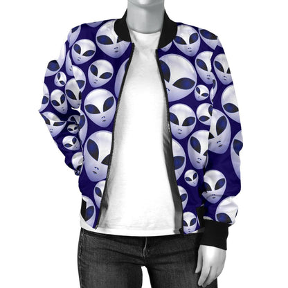 Alien Head Extraterrestrial Women Casual Bomber Jacket