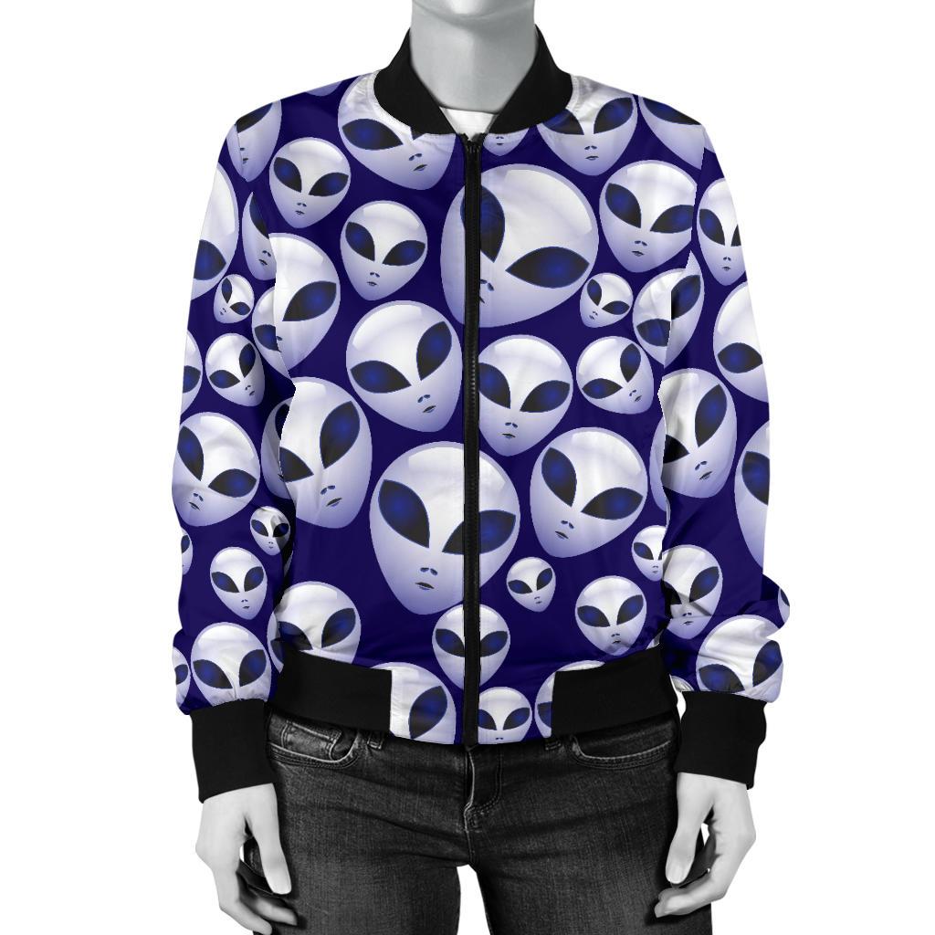 Alien Head Extraterrestrial Women Casual Bomber Jacket