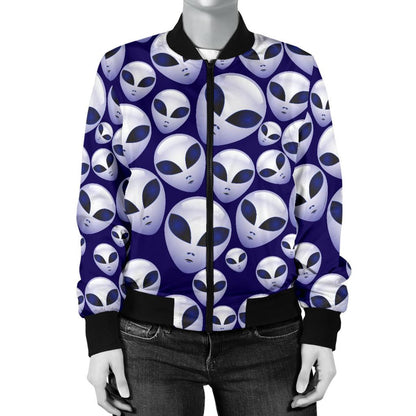 Alien Head Extraterrestrial Women Casual Bomber Jacket
