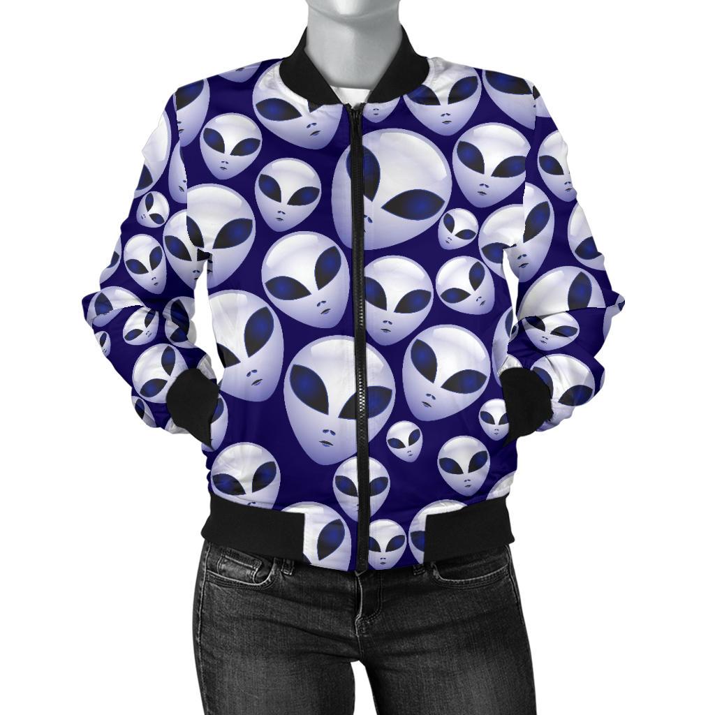 Alien Head Extraterrestrial Women Casual Bomber Jacket