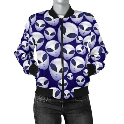 Alien Head Extraterrestrial Women Casual Bomber Jacket