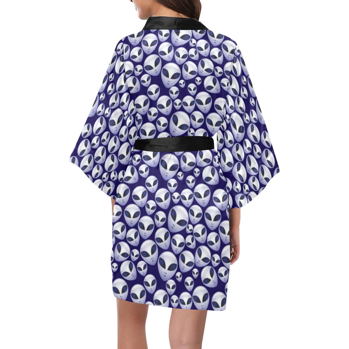 Alien Head Extraterrestrial Women Short Kimono Robe