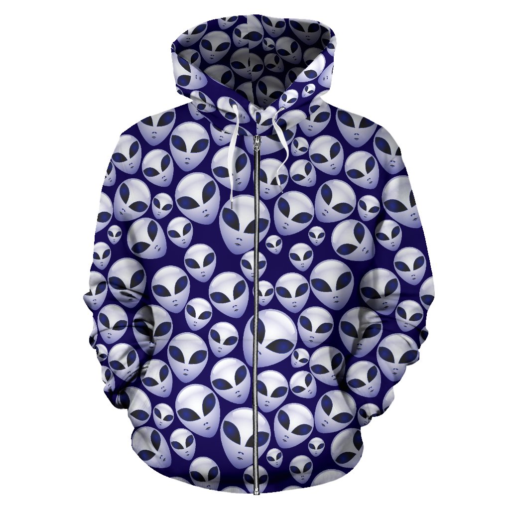 Alien Head Extraterrestrial Zip Up Hoodie