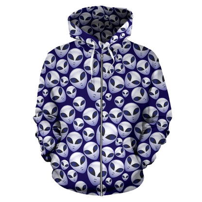 Alien Head Extraterrestrial Zip Up Hoodie