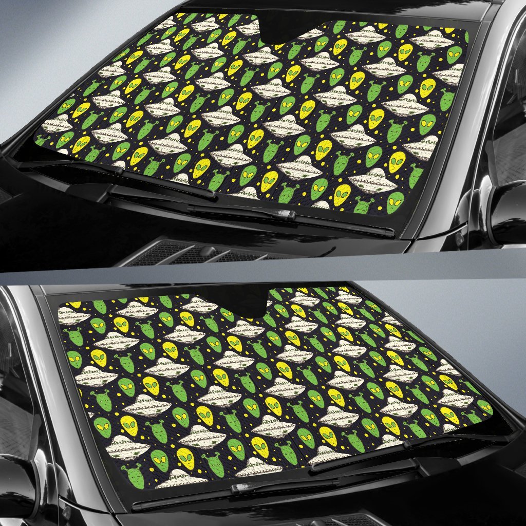 Alien UFO Pattern Car Sun Shade For Windshield