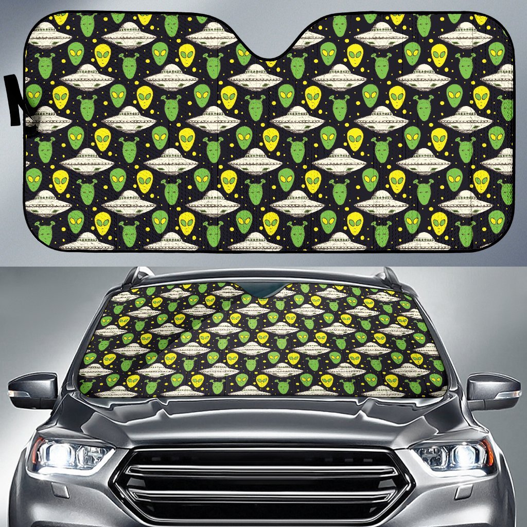 Alien UFO Pattern Car Sun Shade For Windshield