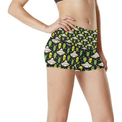 Alien UFO Pattern High Waisted Spandex Shorts-JTAMIGO.COM