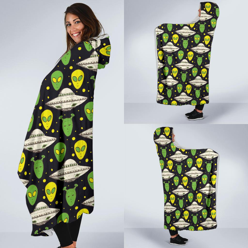 Alien UFO Pattern Hooded Blanket-JTAMIGO.COM