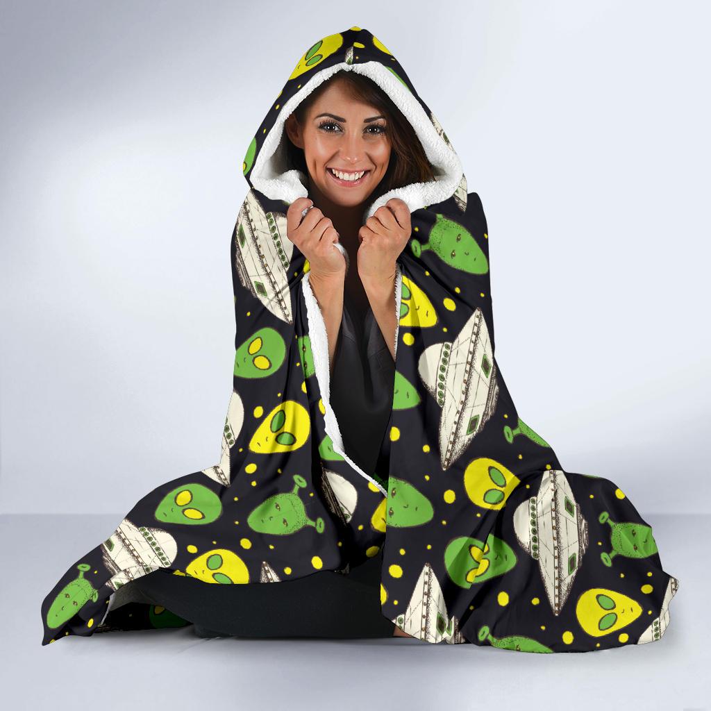 Alien UFO Pattern Hooded Blanket-JTAMIGO.COM