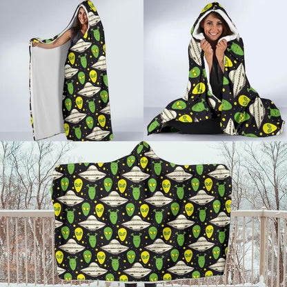 Alien UFO Pattern Hooded Blanket-JTAMIGO.COM