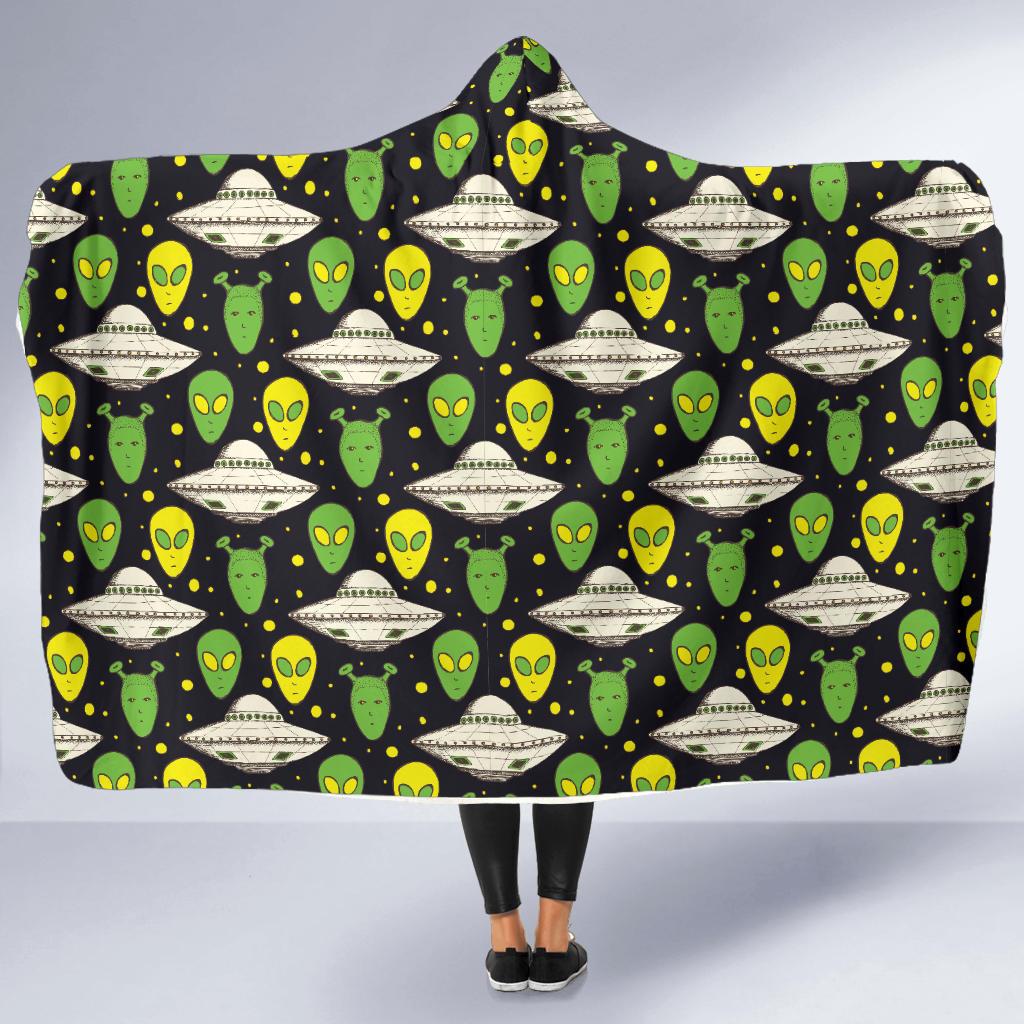 Alien UFO Pattern Hooded Blanket-JTAMIGO.COM