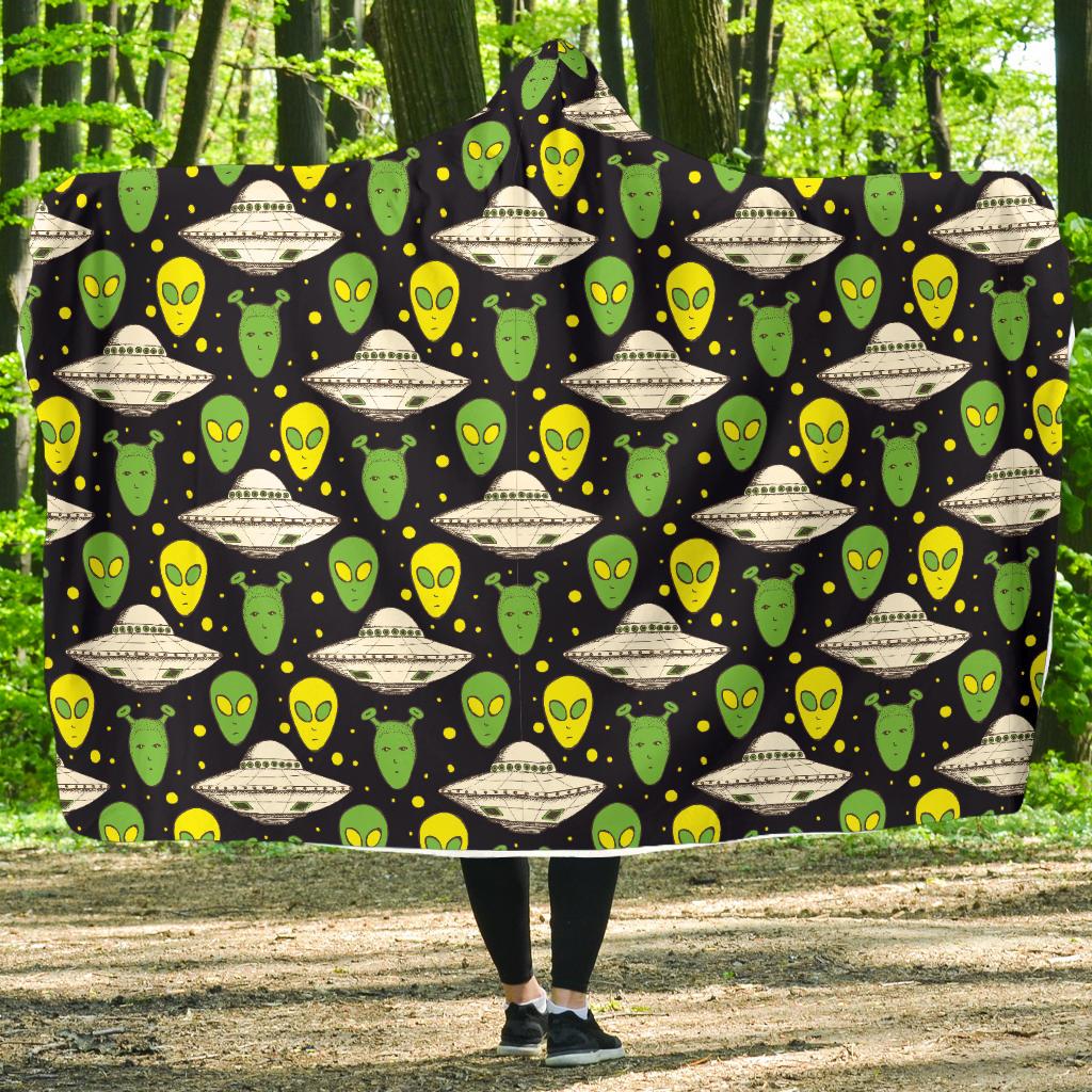 Alien UFO Pattern Hooded Blanket-JTAMIGO.COM