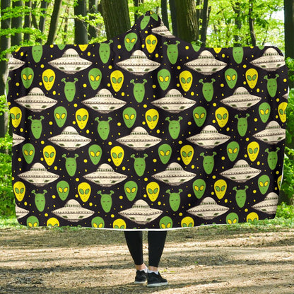 Alien UFO Pattern Hooded Blanket-JTAMIGO.COM
